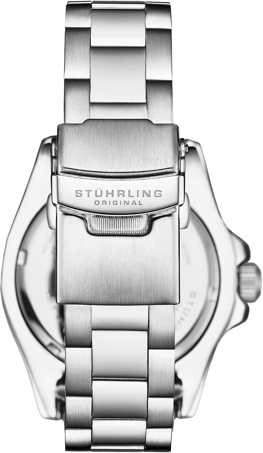 Stuhrling Original Equinox GMT 4077 Men's Quartz GMT Watch – Dual-Time Movement, Bi-Directional Bezel, Stainless Steel Bracelet