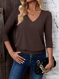Xosini 2 Pack 3/4 Sleeve Women Tops Black/Brown – Casual fall shirt style