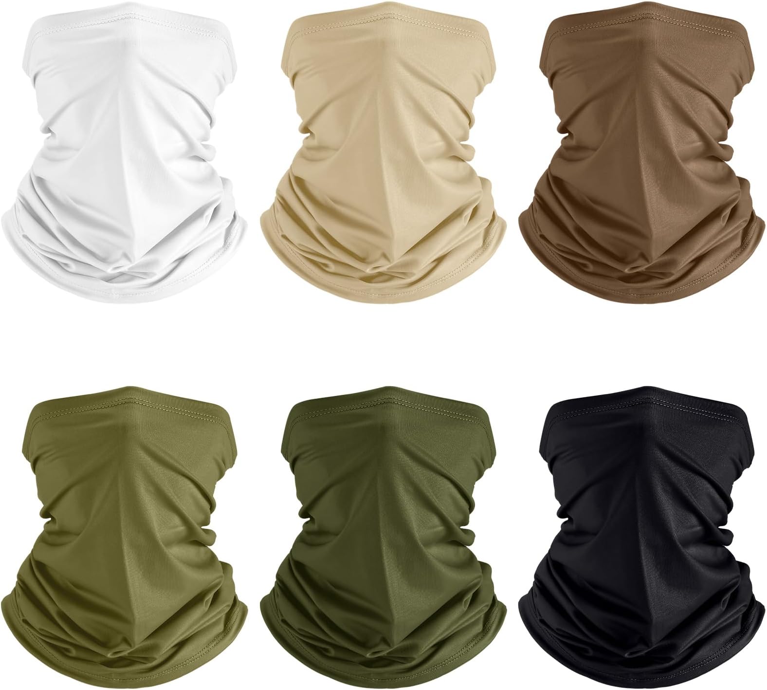 Geyoga 6 Pieces Summer UV Protection Cooling Neck Gaiter Face Clothing Neck Gaiter Mask Scarf Sunscreen Breathable Bandana