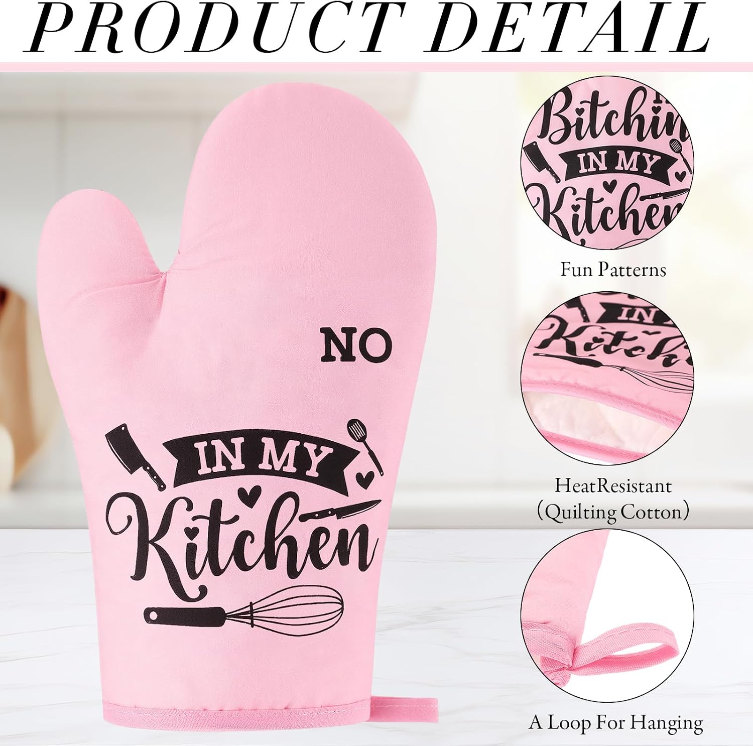 LemonRoad 12 Pcs Oven Mitt, Funny Kitchen Cooking Oven Mitts, Pink Kitchen Accessories, Cute Baker Stuff, House Warming Gifts New Home Mothers Day Birthday Present for Women Mom