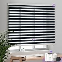 Vista 14 de Custom Motorized Zebra Blinds for Window: Astomi Cordless Roller Shade with Remote Control, Smart Blinds Works with Google Home, Alexa, Size W