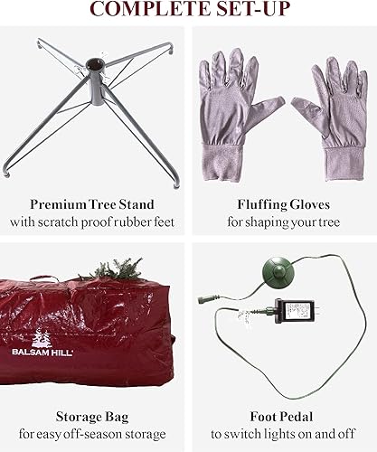 Miniatura 9 de Balsam Hill árbol de Navidad artificial, tradicional y prémium preiluminado, de 7.5pies, pícea azul clásica con luces incandescentes transparentes,