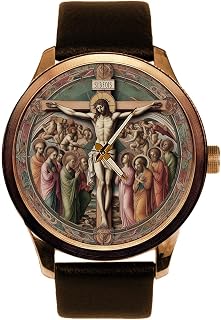 Jesus Christ Our Saviour in Heaven with The Saints, Solid Brass Men's Christian Art Dress Watch