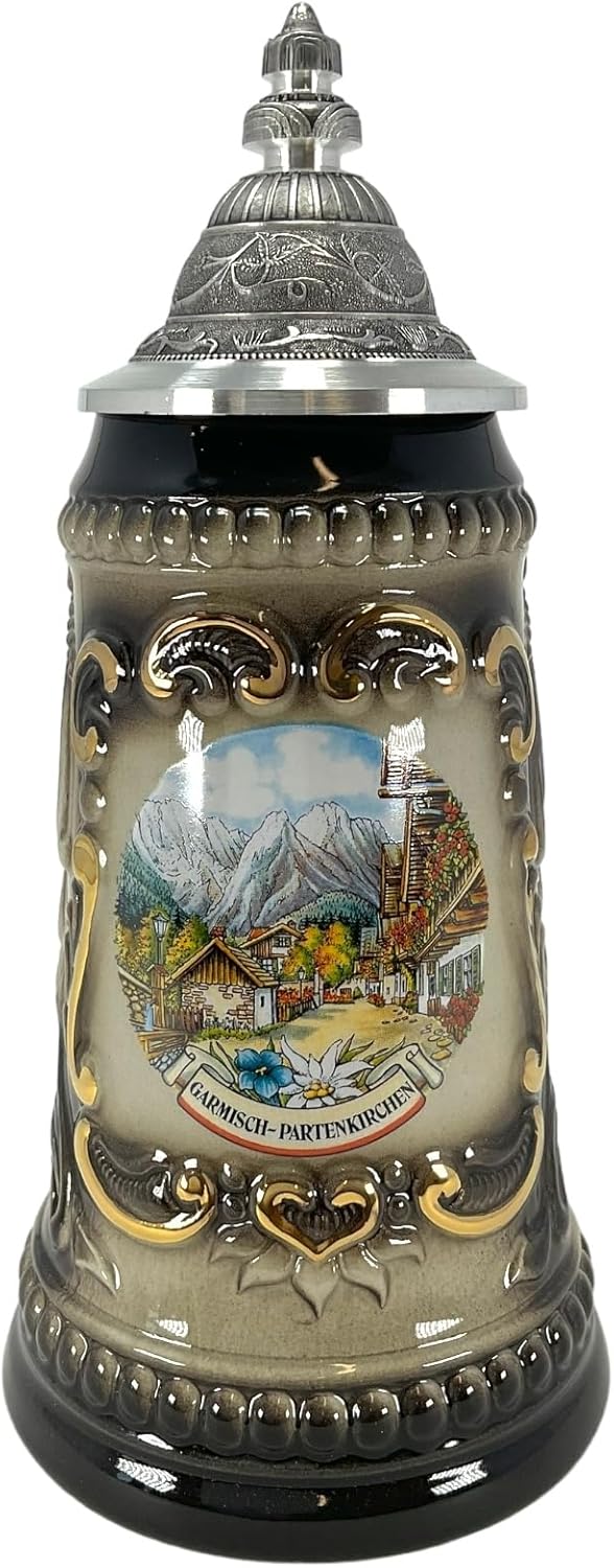 Black Garmisch Partenkirchen Shield German Beer Stein .5L ONE Mug Made Germany
