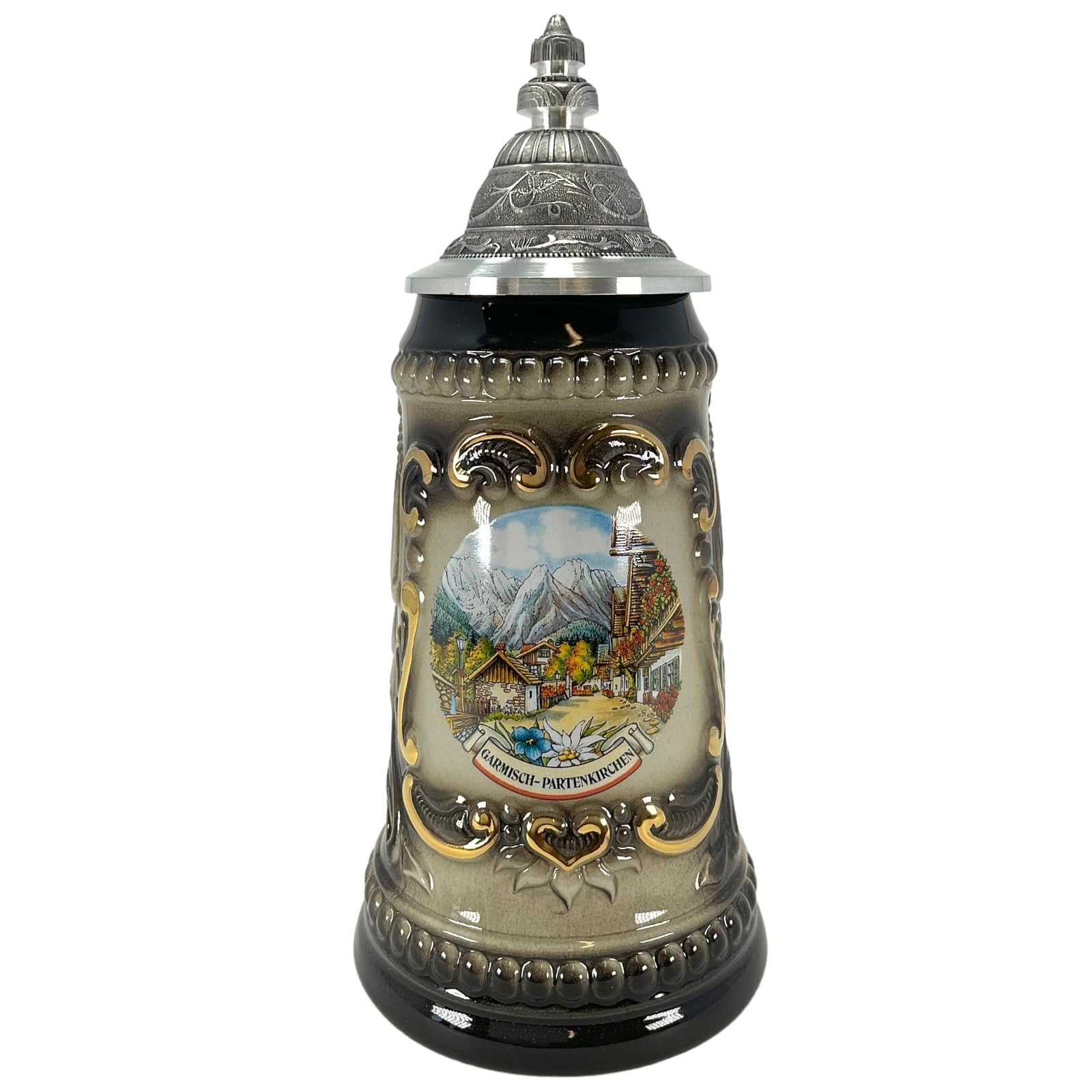 Pinnacle Peak Trading Company Black Garmisch Partenkirchen Shield German Beer Stein .5L ONE Mug Made Germany