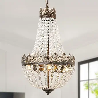 VerRon French Empire 4-Light Crystal Chandelier Antique Pendant Lighting