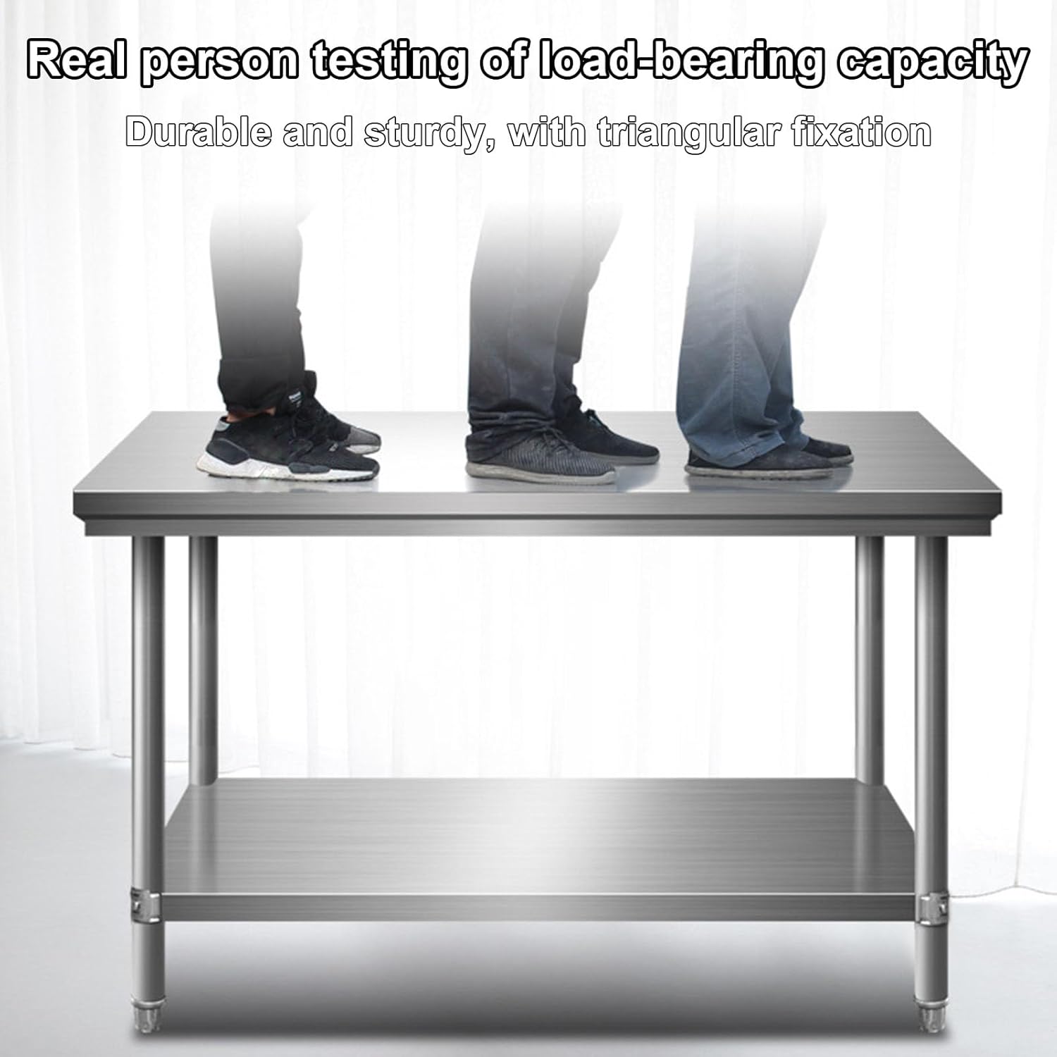 Stainless Steel Commercial Worktable with 3 Tier Shelf 59in Long for Prep & Work Table in Restaurant Home and Kitchen Durable and Spacious,100X50cm/39.3X19.6in