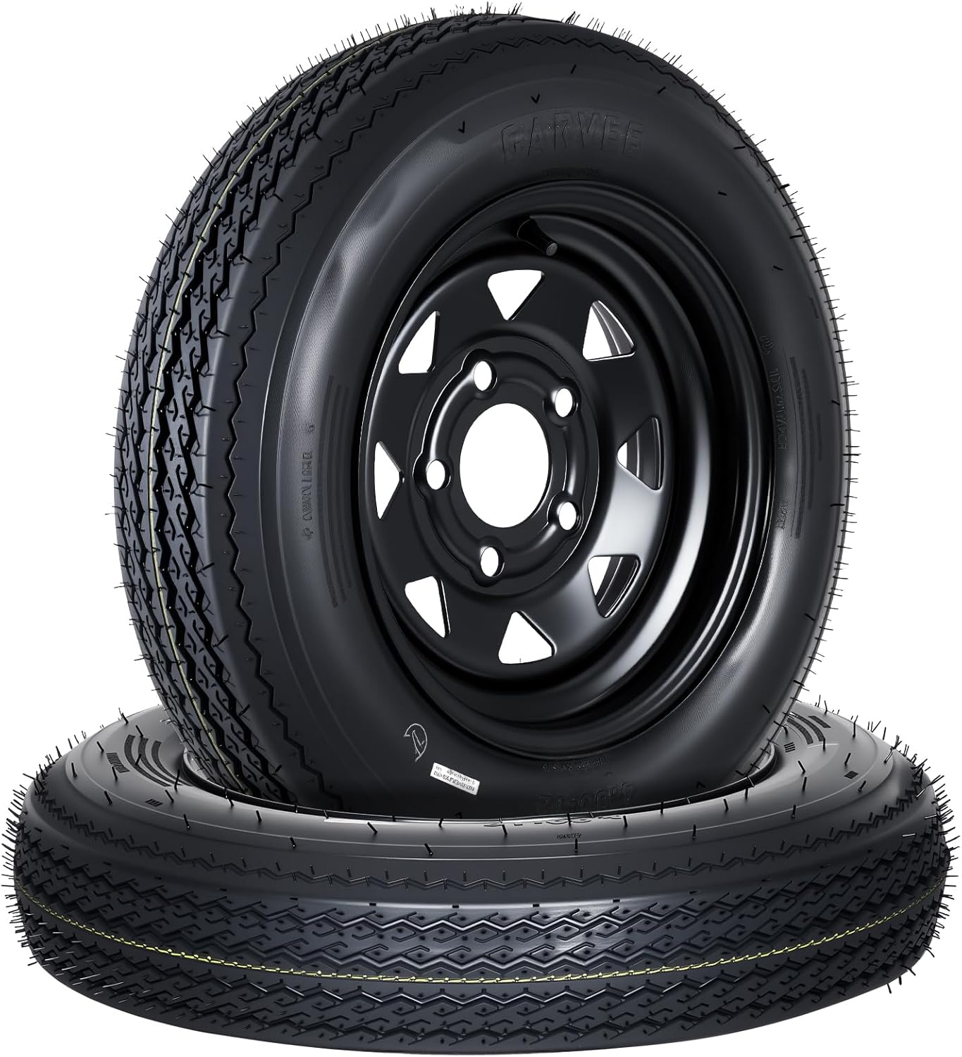 Garvee 2-Pack 4.80-12 4.80x12 480-12 Trailer Tires witn 12" Rims, 5 Lug on 4.5" Bolt Pattern, 6PR Load Range C, Heavy Duty 4.80x12 4.8-12 Tires for Utility, Boat, Camper, Cargo Trailers