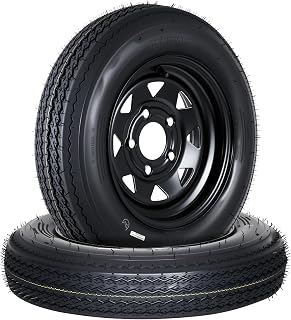 Garvee 2-Pack 4.80-12 4.80x12 480-12 Trailer Tires witn 12" Rims, 5 Lug on 4.5" Bolt Pattern, 6PR Load Range C, Heavy Duty 4.80x12 4.8-12 Tires for Utility, Boat, Camper, Cargo Trailers