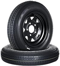 Garvee 2-Pack 4.80-12 4.80x12 480-12 Trailer Tires witn 12" Rims, 5 Lug on 4.5" Bolt Pattern, 6PR Load Range C, Heavy Duty 4.80x12 4.8-12 Tires for Utility, Boat, Camper, Cargo Trailers
