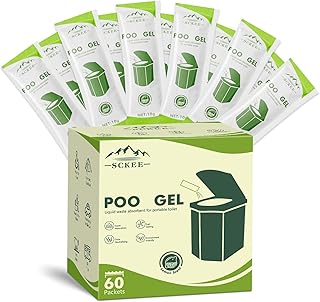 Sckee 60 Packets Poo Gel for Portable Toilet, Portable Toilet Powder Poo Urine Powder for Hiking, Car, Travel, Truck, RV, Boating, Road Trips, Outdoor Indoor Use