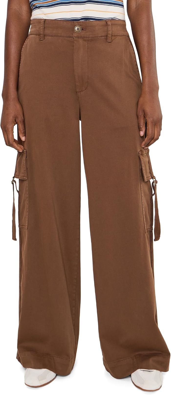 Женские брюки Liverpool Los Angeles Mid-Rise Cargo Wide Leg, цвет: Коричневый — фото 1