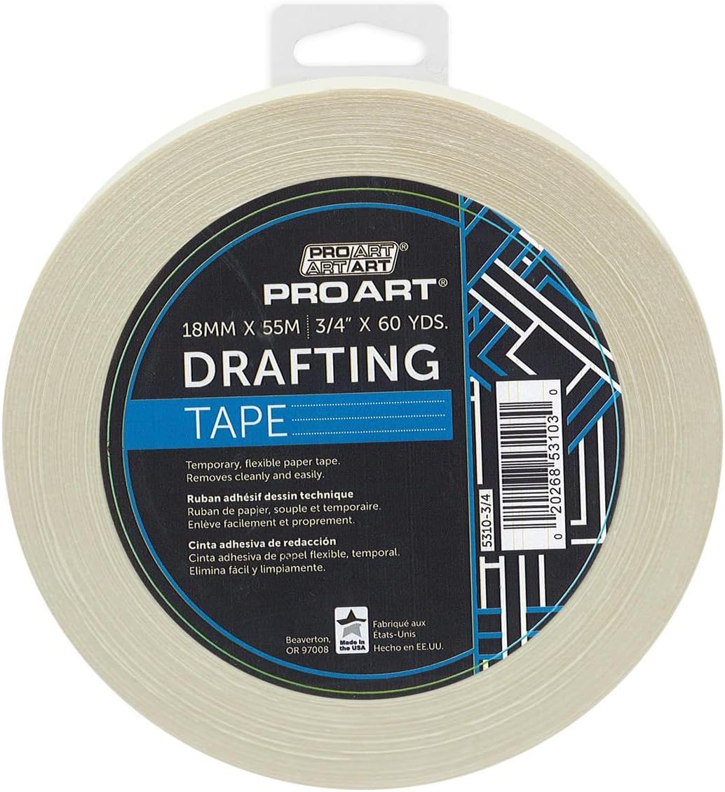 Pro Art Drafting Tape 3/4" x 60yd, Artist Tape, Art Tape, White Masking Drafting Dots, Watercolor Masking Tape for Painting, Archival