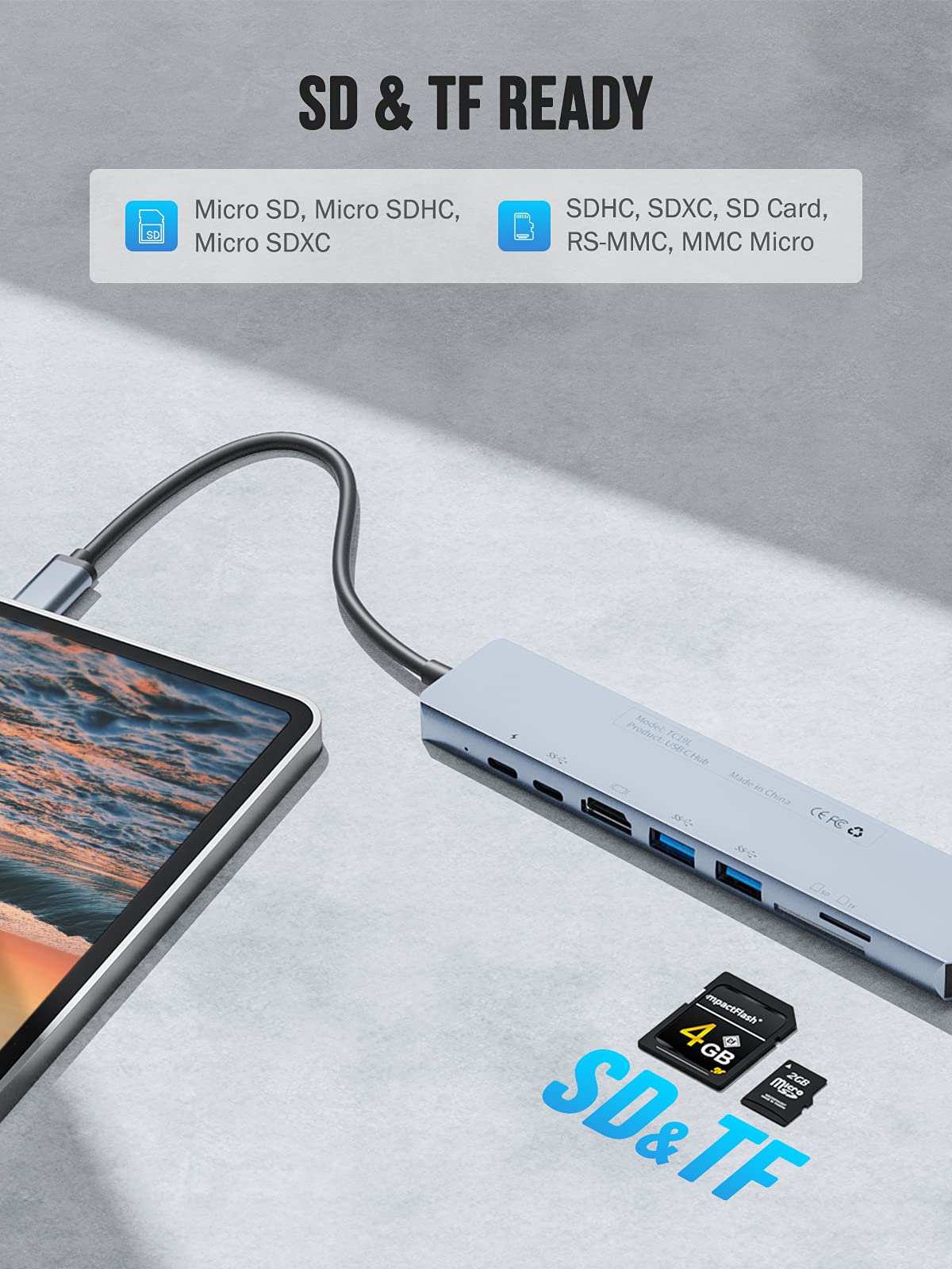 Lemorele Hub USB C Ethernet -8 in 1, Alluminio Adattatore Mac USB C Hub con HDMI 4K,PD 100 W, 2 USB 3.0, SD/TF, Dati USB-C, Docking Station Adattatore per MacBook Air/Pro,Dell,Hp,Switch, Windows
