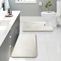 Vista 27 de Clara Clark - Tapete para baño, de espuma viscoelástica, terciopelo y felpa ultra suave, antideslizante, lavable a máquina y de secado rápido, de 17