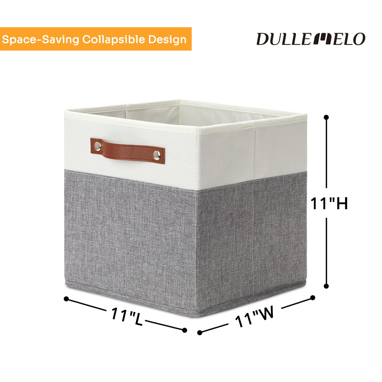 Confezione da 4 contenitori portaoggetti a cubo 28x28x28 cm, cestini portaoggetti pieghevoli in tessuto per ripiano dell'armadio, bianco e grigio | Leroy Merlin