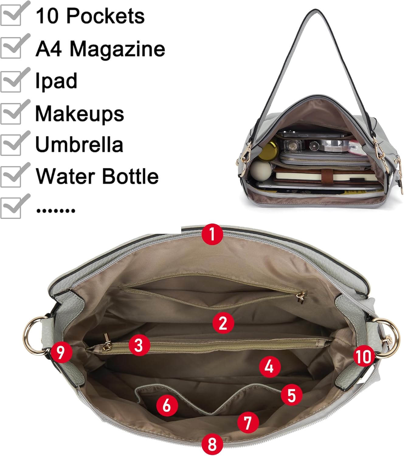 Large Crossbody Purses Set For Women Shoulder Tote Handbags Ladies Hobo Bags With Matching Wallet 4PCS - Image 4