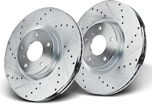 Miniatura 9 de A-Premium Juego de rotores de freno de disco perforados y ranurados delanteros compatibles con Nissan Altima 2006 Murano 350Z 370Z Infiniti G37 QX50
