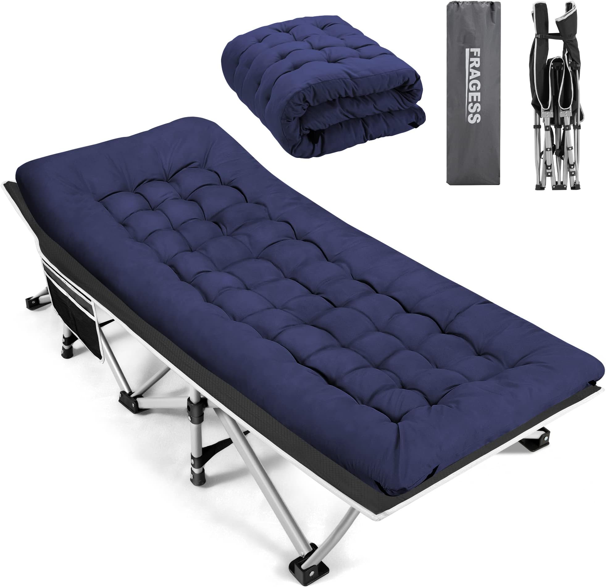 Slsy 32" Wide Oversized XXL Folding Bed Cot Heavy Duty, Folding Camping Cot, Portable Sleeping Cot Folding Guest Bed With 2 Sided Mattress Carry Bag