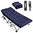 Fragess Portable Camping Cot, Sleeping Cot for Adult, 28 Extra Wide Heavy Duty Folding Cot Max Load 600LBS with Thick Mattress, Portable Camping Bed for Camp Outdoor/Office, Home Nap (Blue)