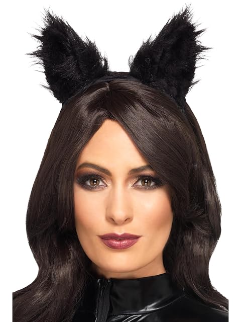 Long Pile Fur Cat Ears, Black