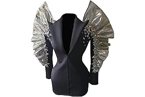 Women's Drag Dress: Crystal-Studded, Deep V-Neck Black Party Dress