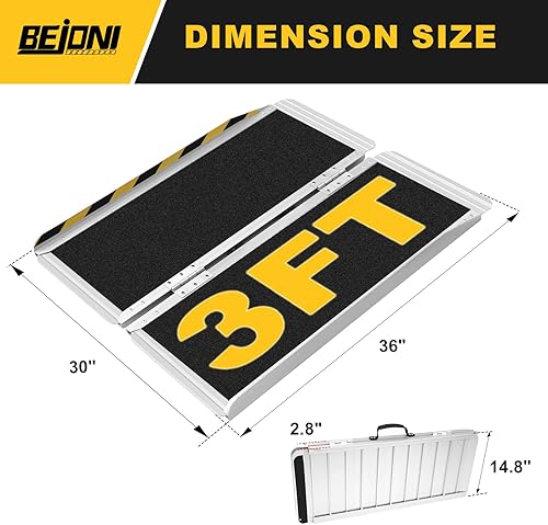 Miniatura 60 de BEJONI Rampa portátil plegable para silla de ruedas de 5 pies, rampa de umbral de aluminio antideslizante para escalones y puertas del hogar, rampa