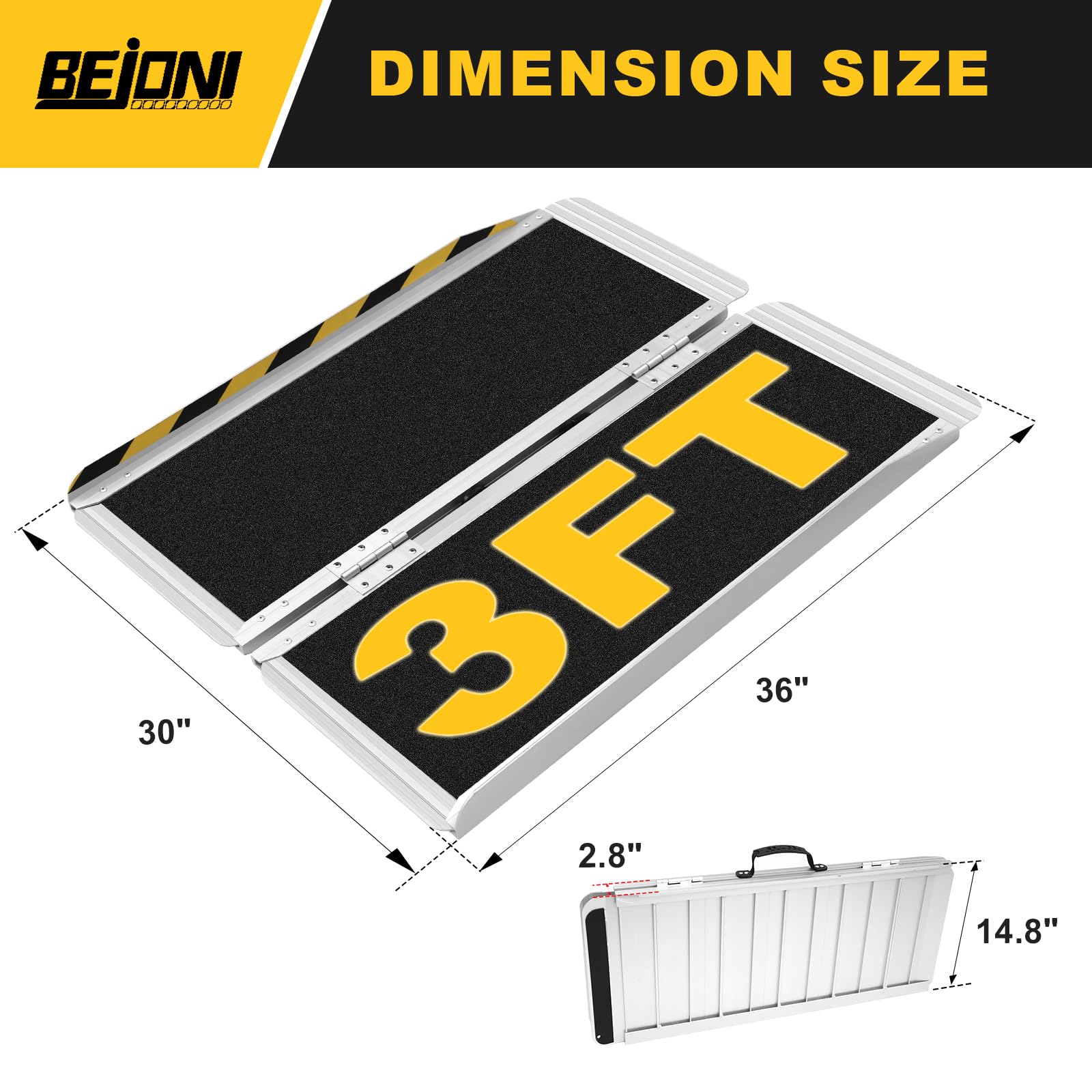 3 Way Ramp Snapklik.com : Portable Wheelchair Ramp 3FT, Folding Non-Slip Aluminum ...