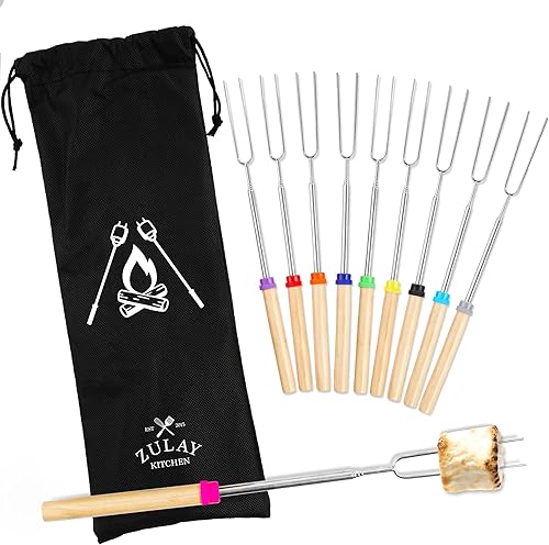 Zulay - Varillas de malvavisco resistentes para hoguera extra largas  Kit de palos de olor para hoguera  Brochetas para asar malvaviscos  Tenedor