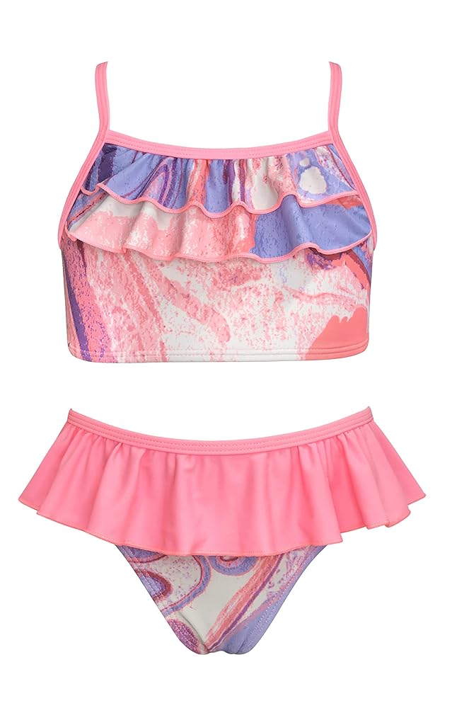 SHEKINI Mädchen Tankini Set - Bunte Badebekleidung Mit Rüschen Für 6-14 Jahre