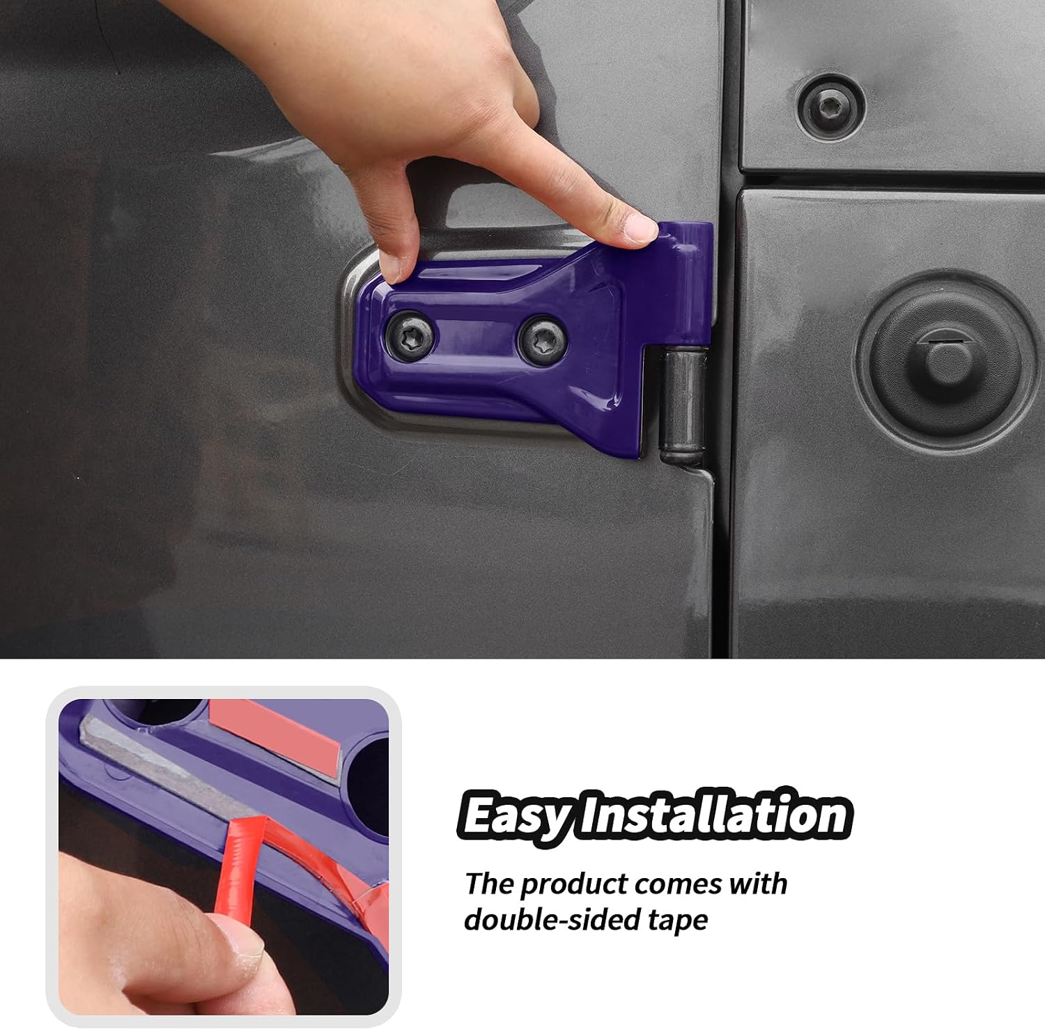 JeCar 10PCS Purple Full Set Door Hinge Cover Trim Overlay for 2018-2024 2025 Jeep Wrangler JL JLU/Gladiator JT