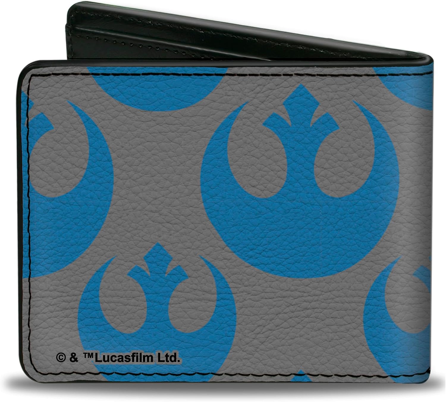 Buckle-Down Star Wars Wallet, Bifold, Star Wars R2D2 Pose and Rebel Alliance Insignia Gray Blue, Vegan Leather