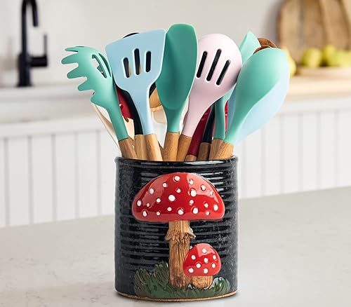 Miniatura 7 de Soporte para utensilios de cocina de hongos para encimera, soporte de utensilios de cerámica para encimera de cocina, soporte para utensilios de