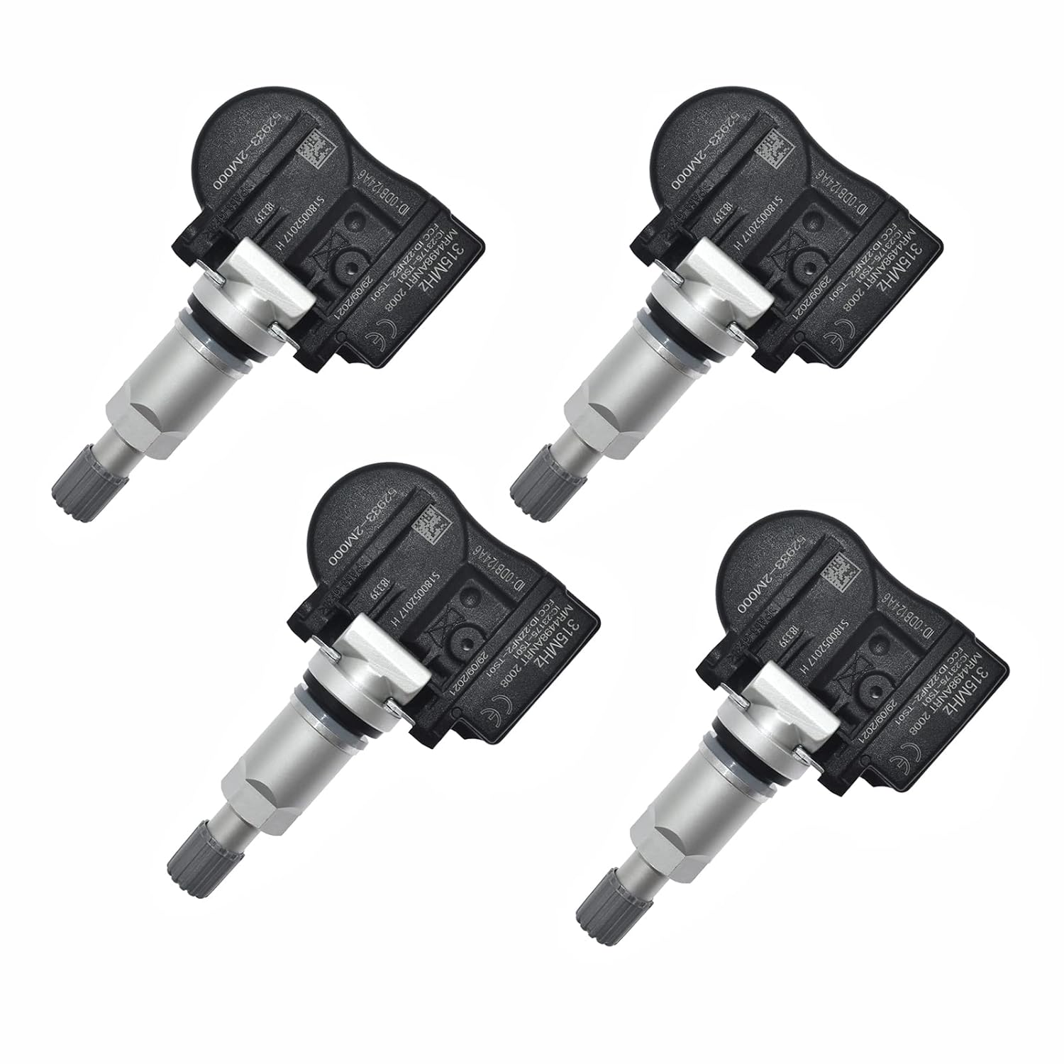 Tire Pressure Sensor 52933-2M000 TPMS Sensor Compatible with Hyundai Sonata Coupe Accent 2010-2015, for Kia Forte Optima Soul Sorento 4-Pack
