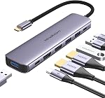USB C Hub à double HDMI Adaptateur Newmight 7 en 1 USB C Station d'amarrage avec 2 HDMI, 3 USB 3.0, USB-C 3.0 Port de données, 100W PD, USB C Dongle pour MacBook Pro, iPhone 15/Pro Max, HP, Dell