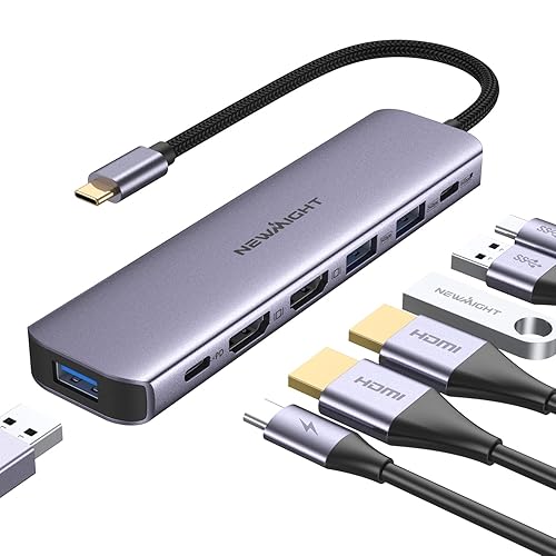USB C ハブ hdmi 2つ Dual Display ドッキングステーション 7in1 MST デュアル 4K HDMI 拡張 リプル ディスプレイ 高速USB 3.0*3、type c データ伝送、USB-C 100W充電、MacBook Pro/Airなど対応