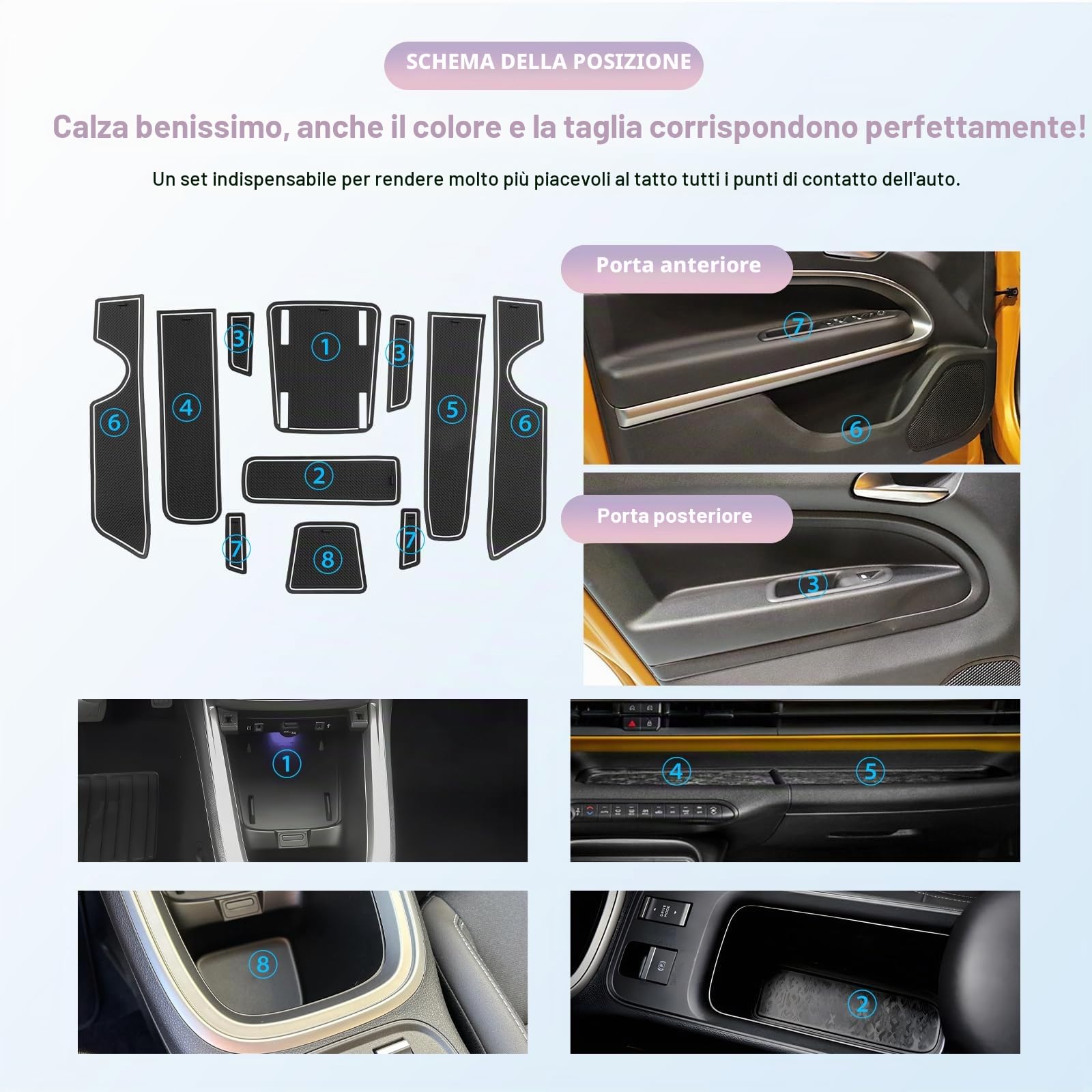 LUWU Compatibili con Jeep Avenger 2023 2024 2025 2026 Tappetini in Gomma Console Centrale, Portabicchieri, Portiere Tappetino di Stoccaggio Anti-polvere Avenger EV Hybrid Accessori (Bianco 11 Pcs)