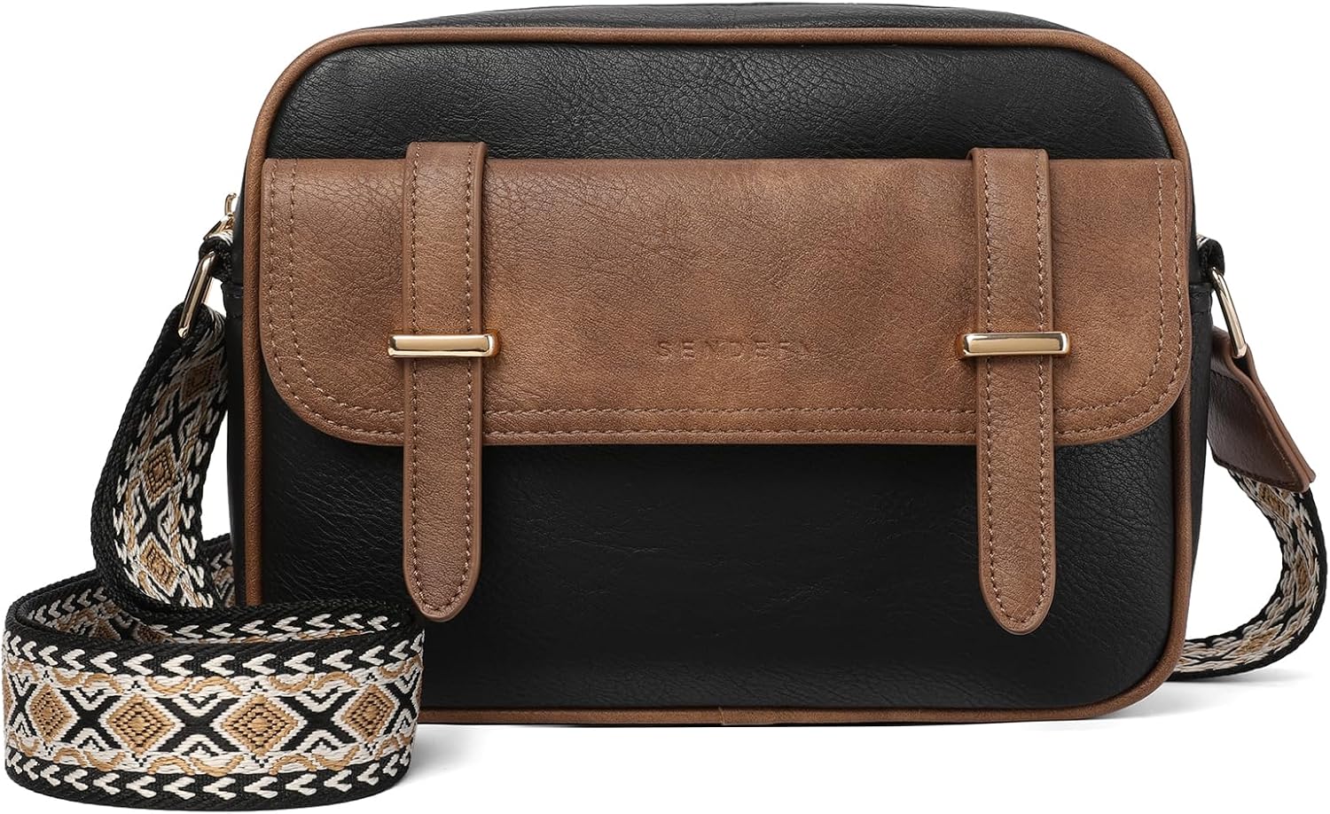 SENDEFN Small Crossbody Bags for Women Leather Handbag Travel Purse with Colored Shoulder Strap