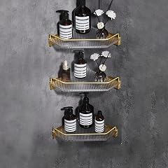 GTFDXJ Bathroom Corner Shelf Shower Caddy Acrylic Wall-Mounted Bathroom Shelf Wall Mounted Bathroom Shelves B Brushed Gold Triple