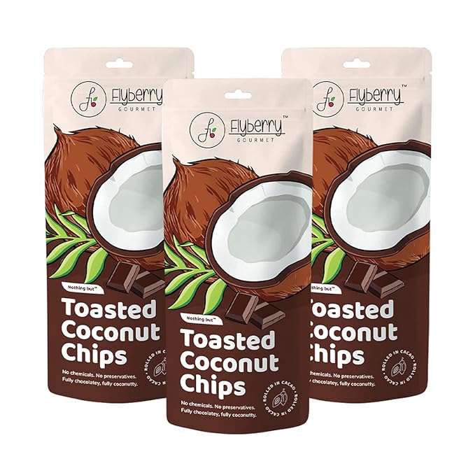 Flyberry Gourmet Toasted Coconut Chips with Cocoa 90g (Pack of 3x30g) at Rs. 139