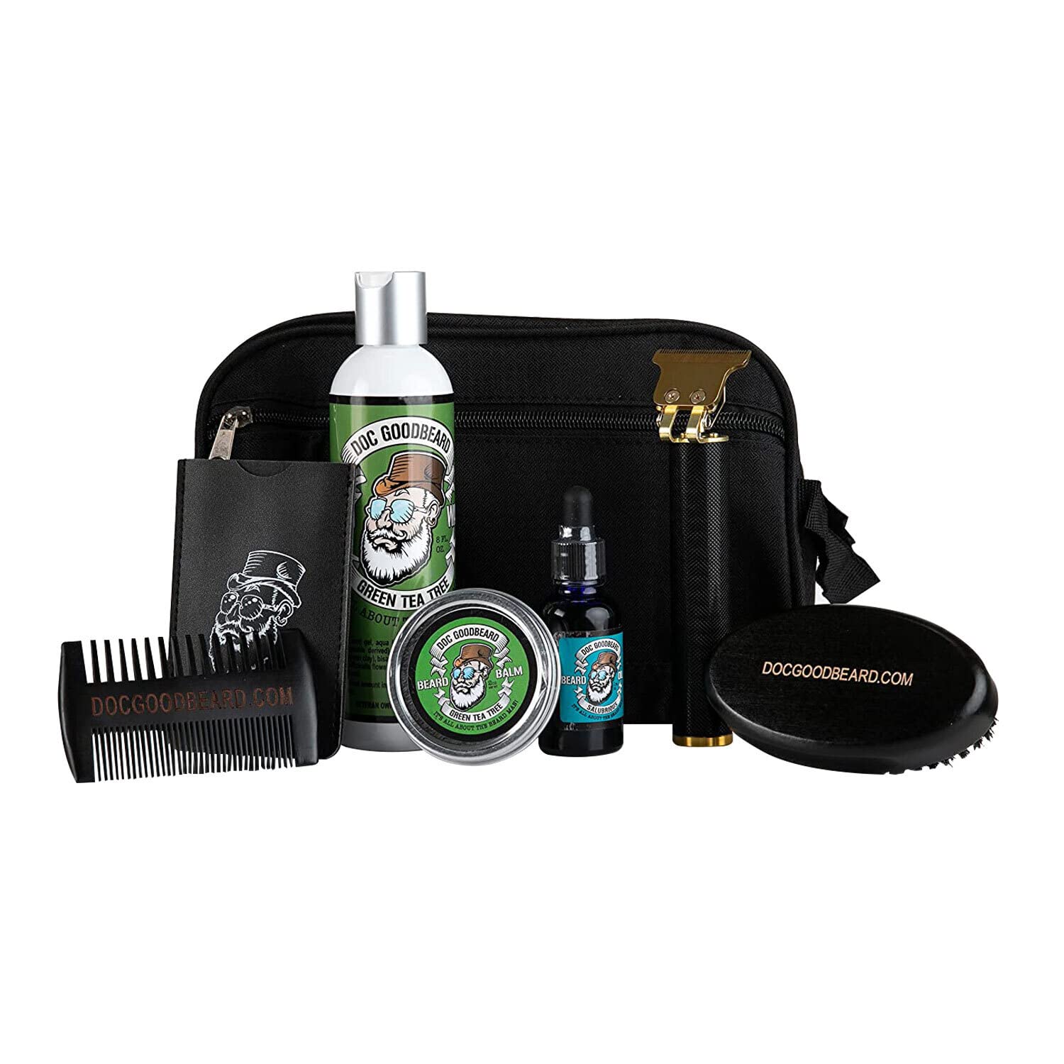 Doc Goodbeard Ultimate Beard Care Kit Includes 1 Green Tea Tree Beard Balm, 1 Salubrious Beard Oil, 1 Green Tea Tree BEARD WASH, 1 Comb, 1 Brush, and 1 Trimmer Doc Goodbeard Ultimate Beard Care Kit Includes 1 Green Tea Tree Beard Balm, 1 Salubrious Beard Oil, 1 Green Tea Tree BEARD WASH, 1 Comb, 1 Brush, and 1 Trimmer