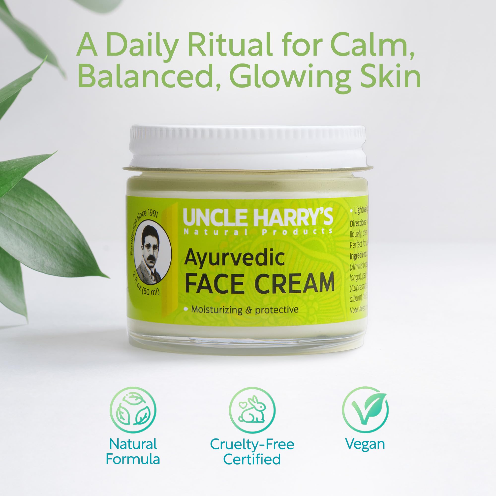 Uncle Harry's Ayurvedic Face Cream with Jojoba Esters and Essential Oils
