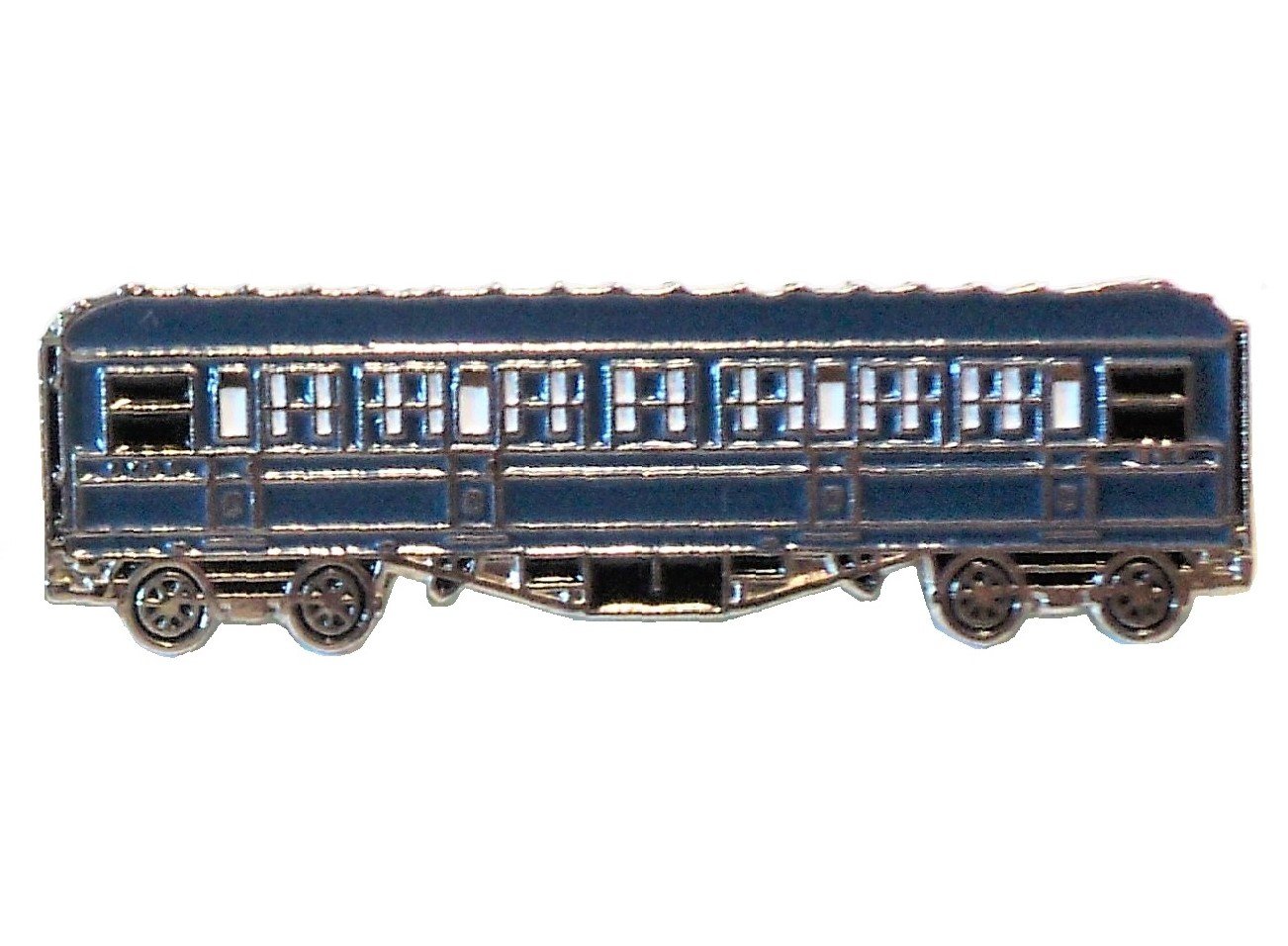 B4b Blue Vintage Steam Train Coach Carriage Metal Enamel Pin Badge
