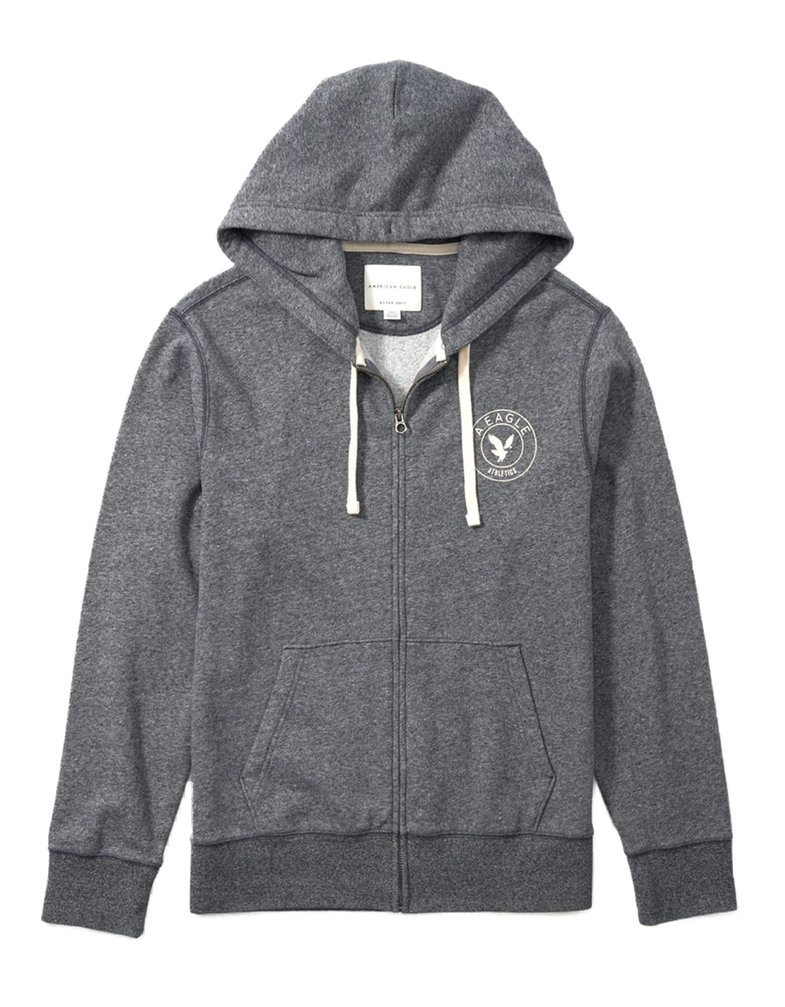American EagleMen Graphic Heather Zip-Up Hoodie