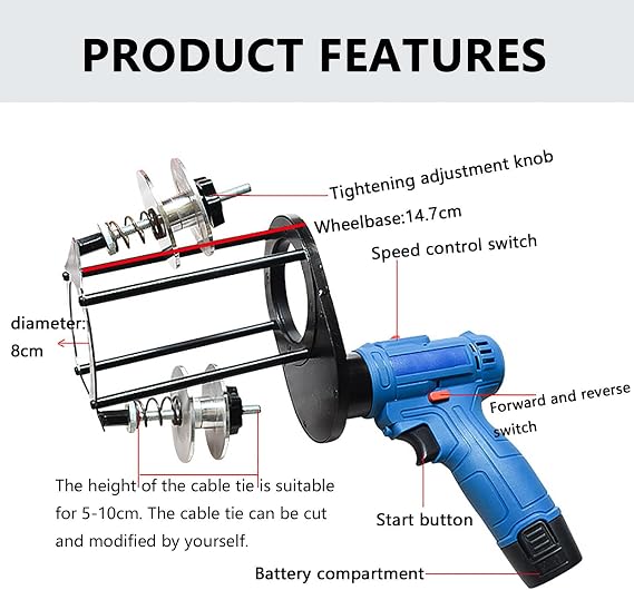 Air Conditioning Tape Winding Machine,Electric Tape Wrapping Machine Air Conditioner, 7cm Pipe Cable Tie Winding Tool