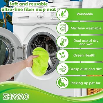 3 Pack Reusable Microfiber Mop Pads Compatible with Swiffer Sweeper Mop, Wet and Dry Flat mop Cover, Washable Swiffer Pads for Surface/Hardwood Floor Cleaning (Mop is Not Included)