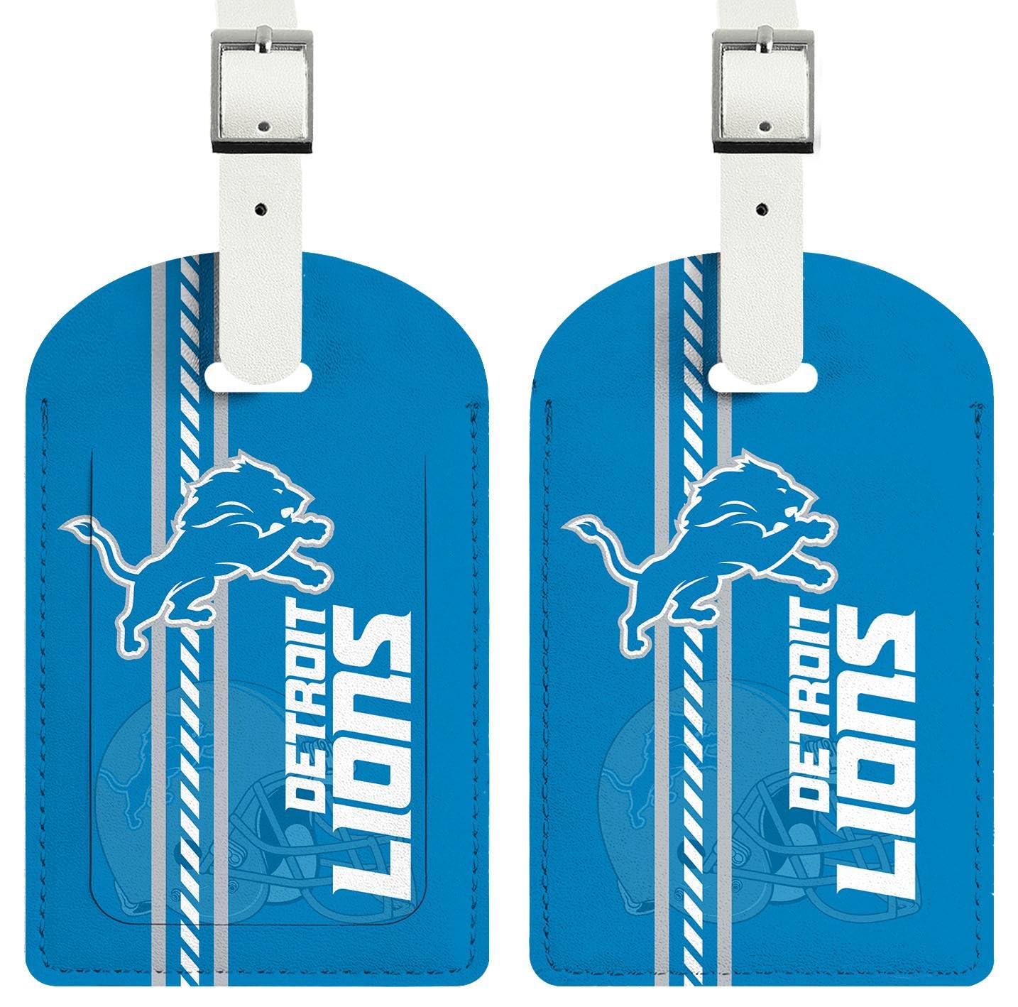 AYYQHC 2 Pack Leather Football Sport Fan Luggage Tag for Suitcase and Bag，Blue Color Design Travel Suitcase and Bag Tag with Privacy Flap Address