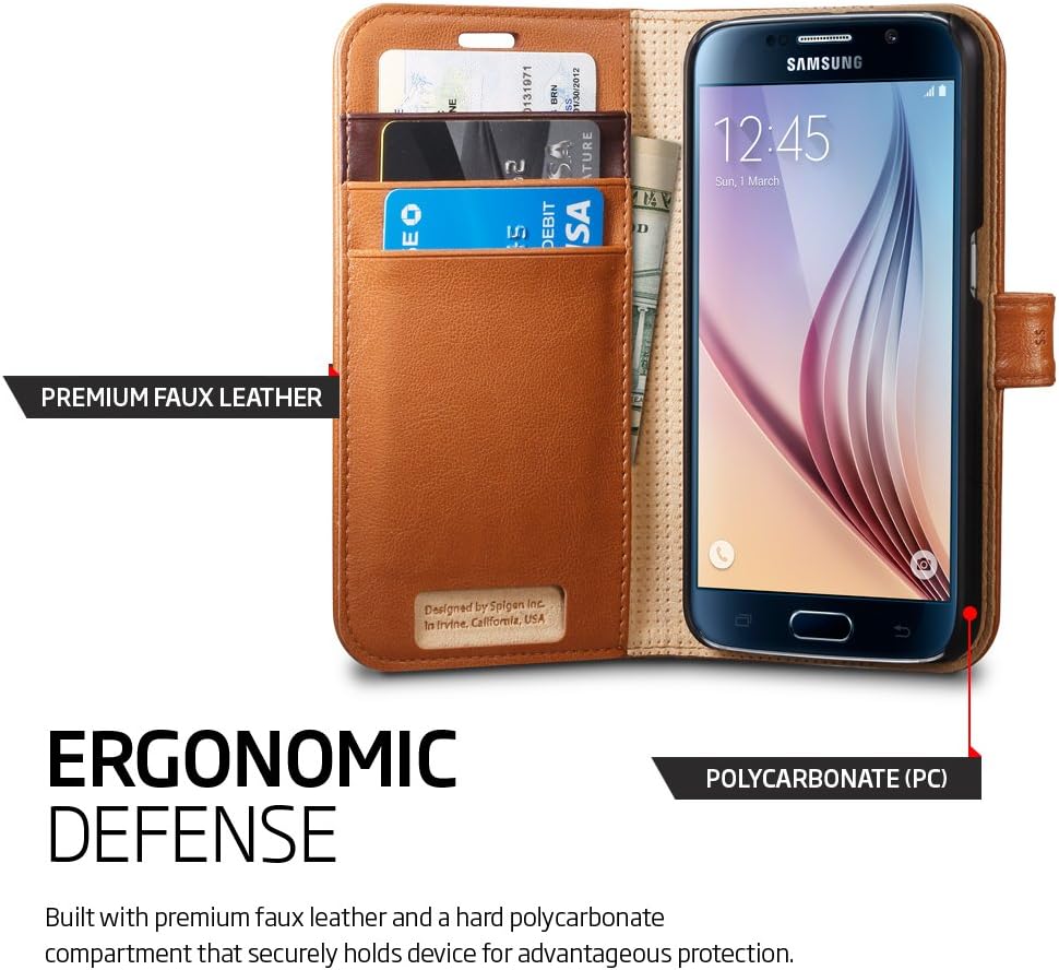Spigen Wallet S Designed for Samsung Galaxy S6 Case (2015) - Brown