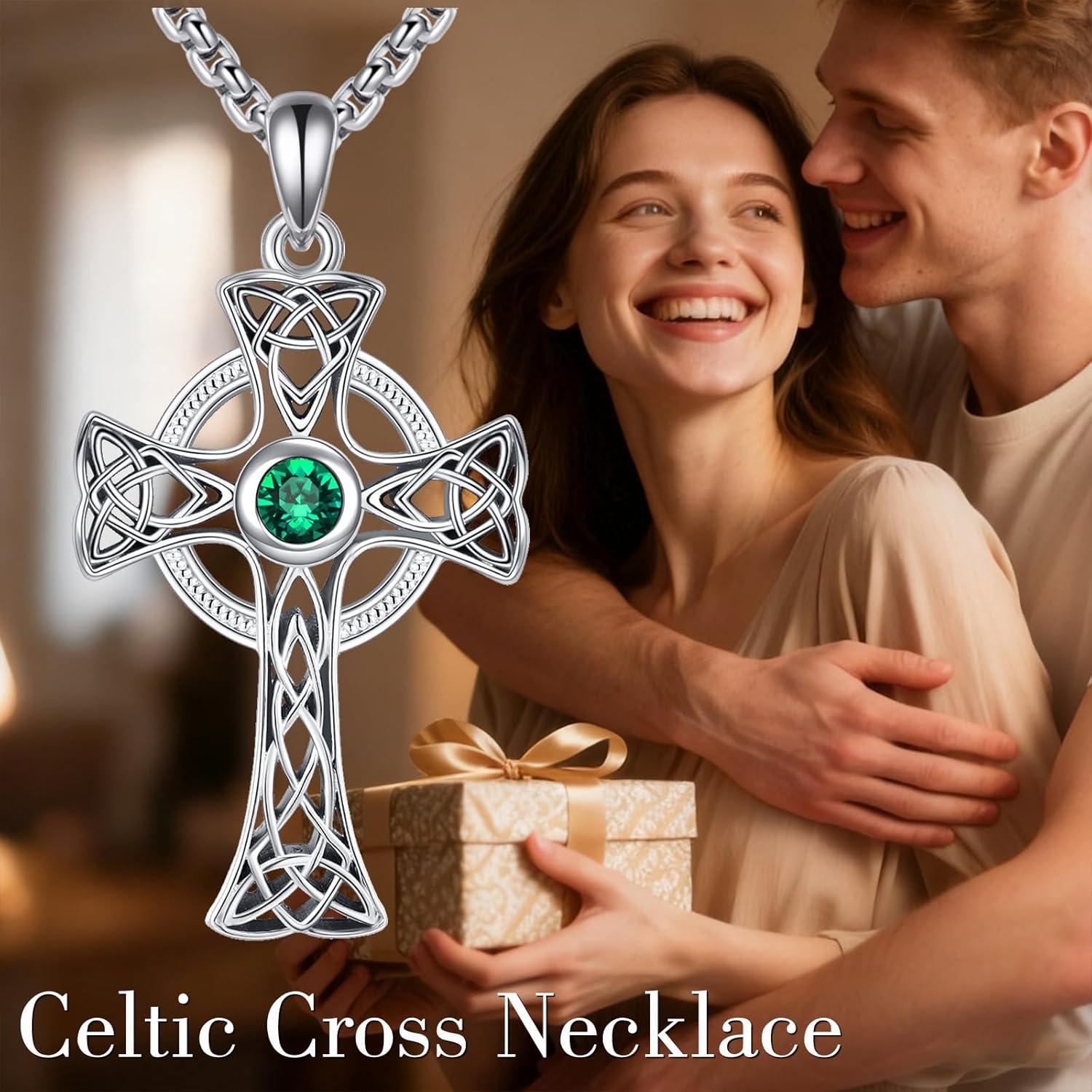 Celtic Cross Necklace Sterling Silver Celtic Knot Pendant Necklace Cross Celtic Jewelry Irish Gifts for Women - Image 5