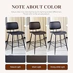 26 Tabourets de comptoir de hauteur de pouce Ensemble de 2, Chaises de cuisine moderne en cuir faux avec le dos et la jambe en métal, rembourré BarStools, noir